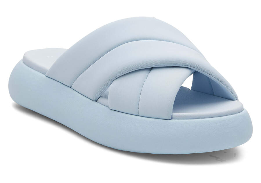 TOMS Womens Alpargata Mallow Crossover Repreve Slide - Jersey Blue