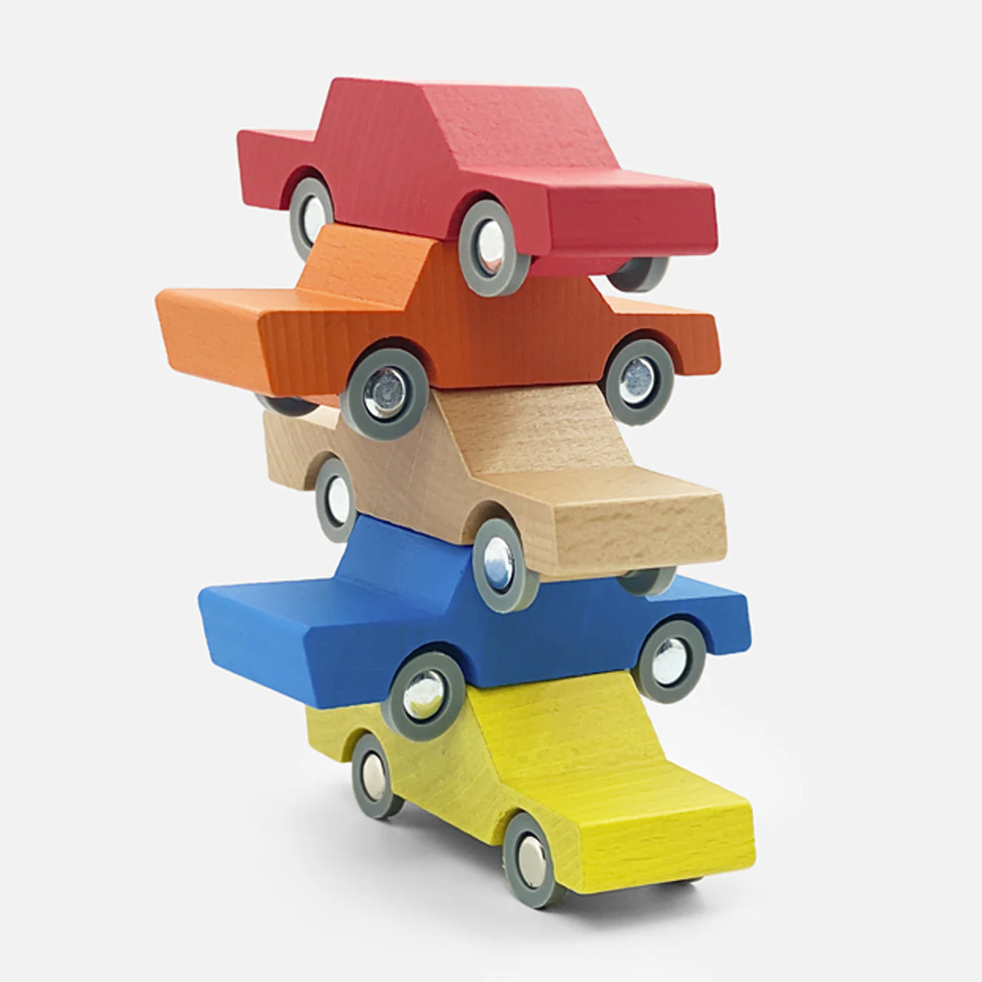 Car BACK AND FORTH Set of Five Wooden Toy Cars