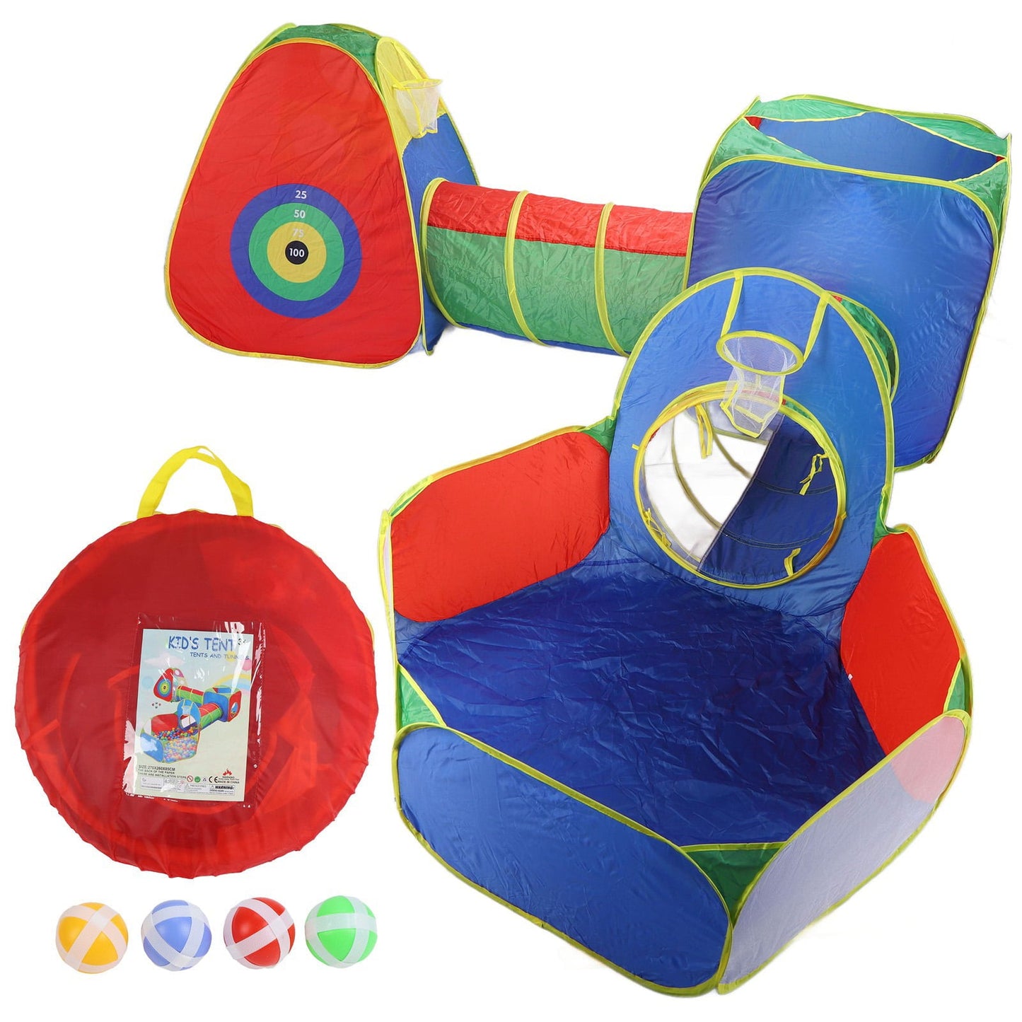 2024 5 in 1 Kids Play Tent Set Portable Foldable Crawling Tunnel Children Indoor Outdoor Playhouse