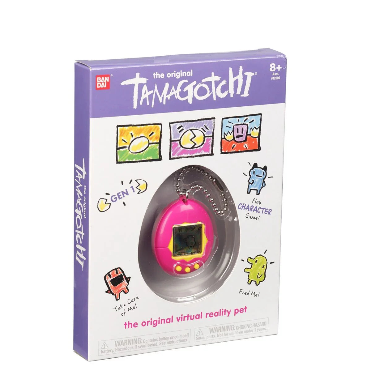 Bandai - The Original Tamagotchi (Gen 1) - Pink with Yellow Digital Pet (42809)