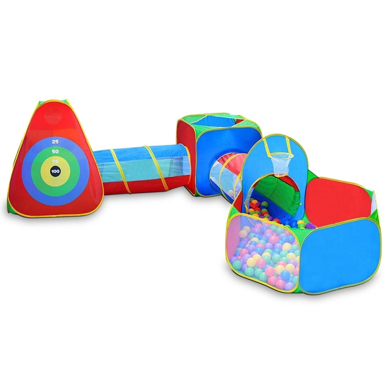 5Pcs Kids Ball Pit Tents Pop Up Playhouse with 2 Crawl Tunnel & 2 Tent For Boys Girls Toddlers