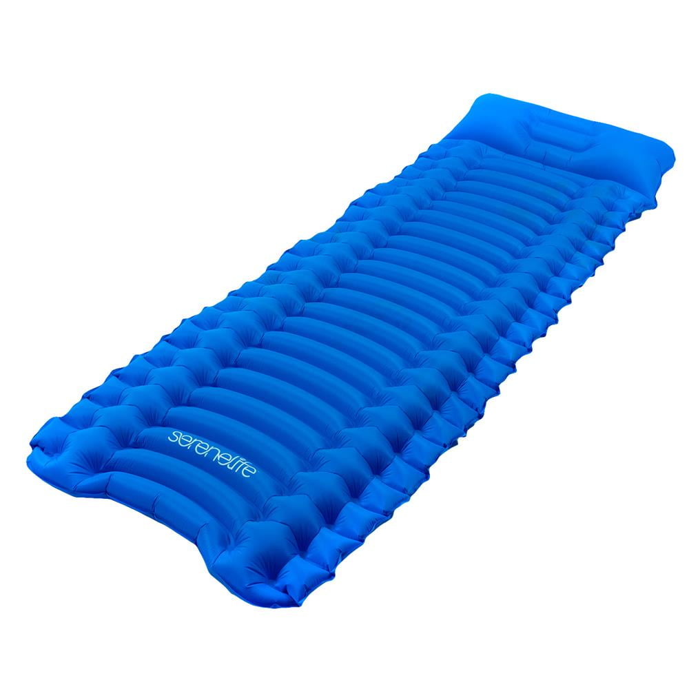 Serenelife Backpacking Air Mattress Self Inflating Waterproof Inflatable Camping Sleeping Mat Blue