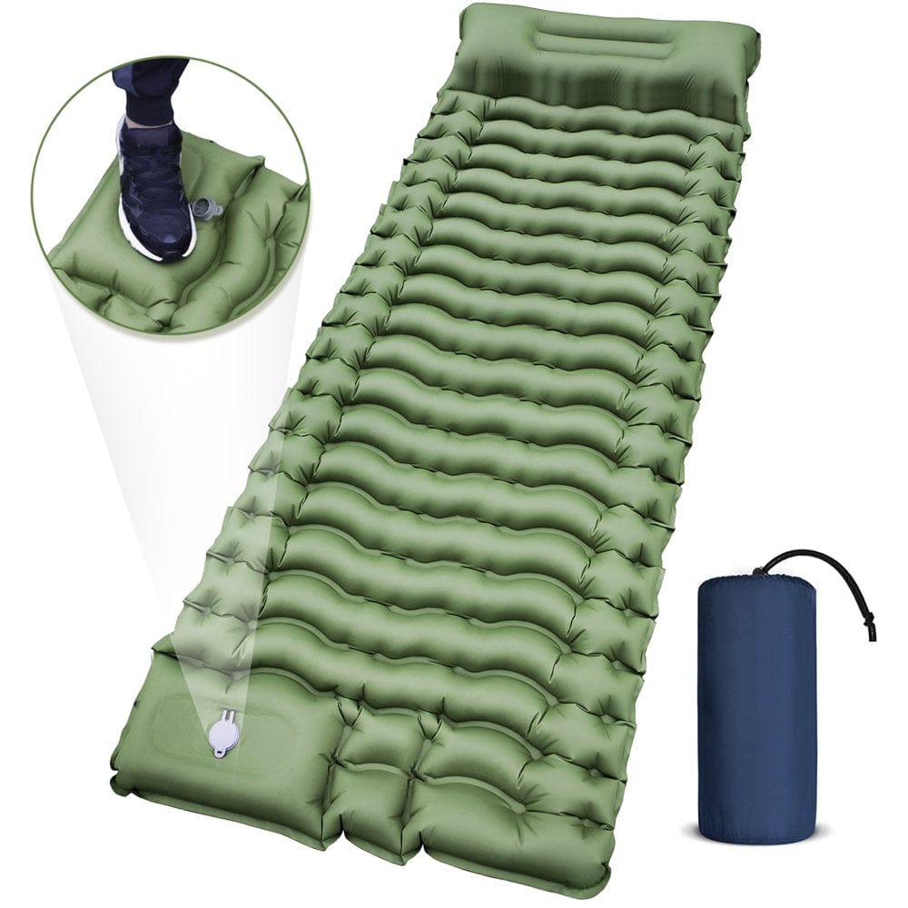 Camping Sleeping Pad Extra Thick Durable Camping Inflatable Mat with Air Pillow for Backpacking Hiking Traveling