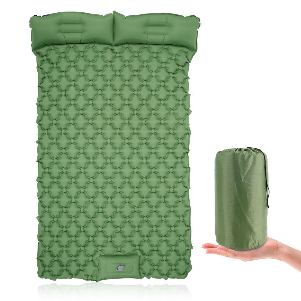 ALIMARO Double Sleeping Pad Inflatable Camping Pad for 2 Person with Foot Press Pillow Lightweight Backpacking Mat Hiking Travel Camping Waterproof Compact Tent Air Mattress