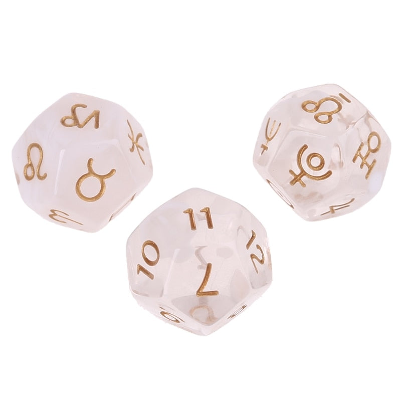 12-Sided Two-color Bleached Astrological Dice