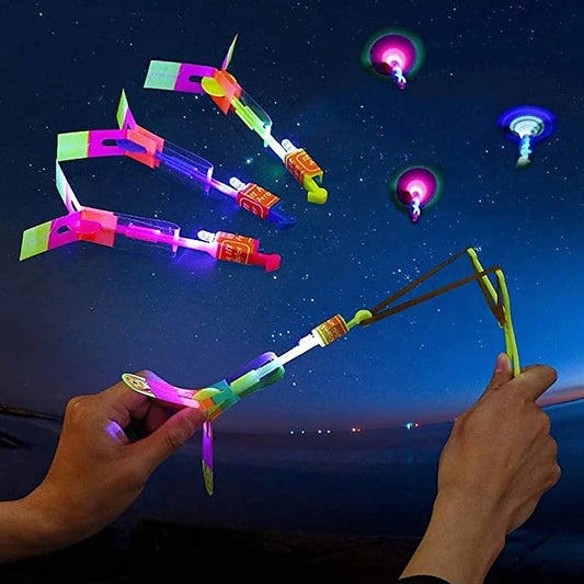 10-Piece: Amazing Led Light Arrow Rocket Helicopter Flying Toy