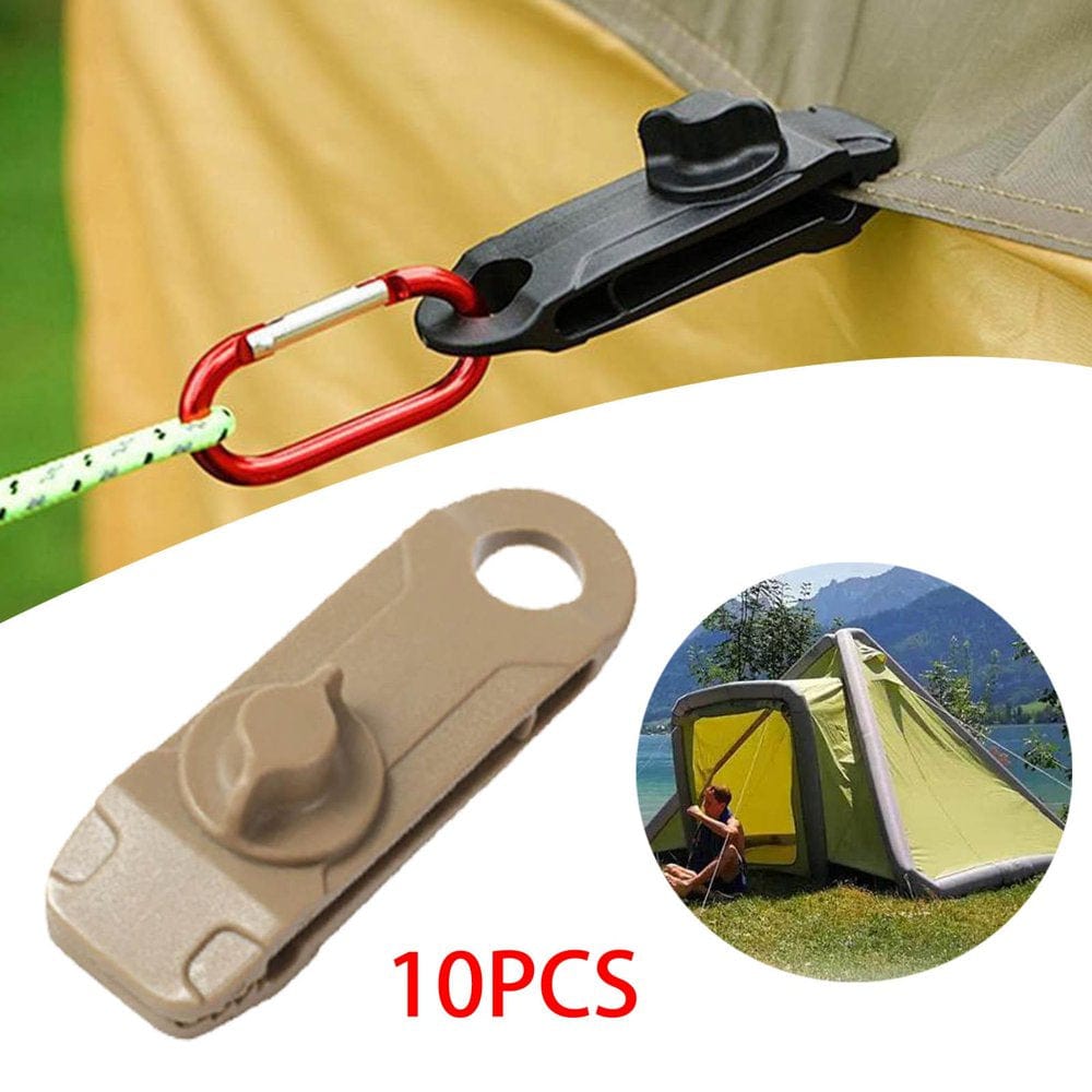 10 Reusable Camping Tent Clamps Holder Canopy Awning Outdoor Lightweight Tarp Clips Heavy Duty Locking Handle for Backpack Gear Tarp , Green Green1
