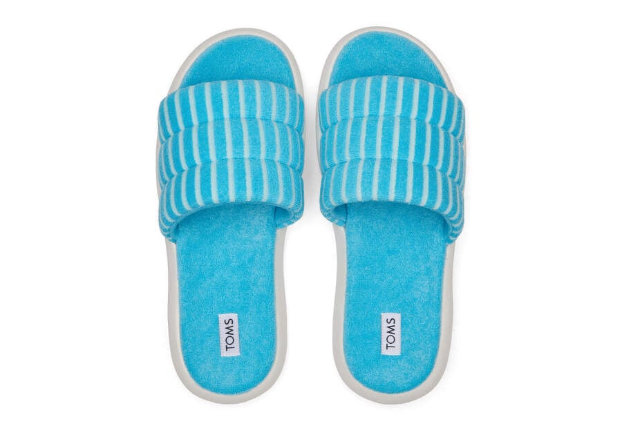 TOMS Womens Alpargata Mallow Terry Slide - Blue
