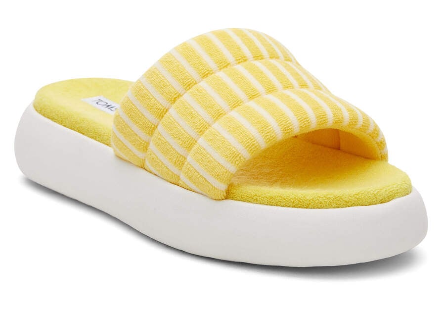 TOMS Womens Alpargata Mallow Terry Slide - Yellow