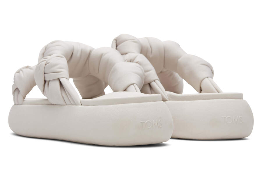 TOMS Womens Alpargata Mallow Crossover Knotted Slide - Putty