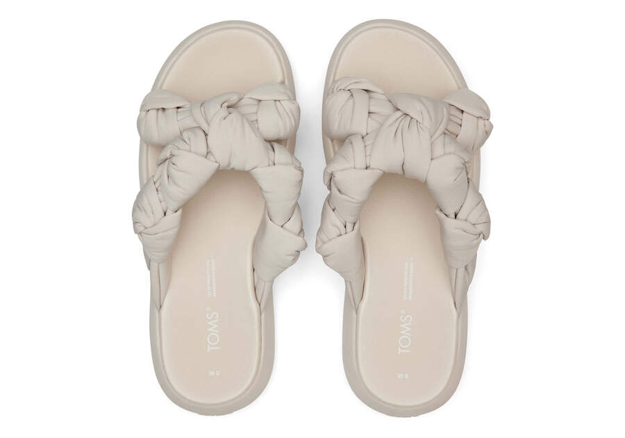 TOMS Womens Alpargata Mallow Crossover Knotted Slide - Putty