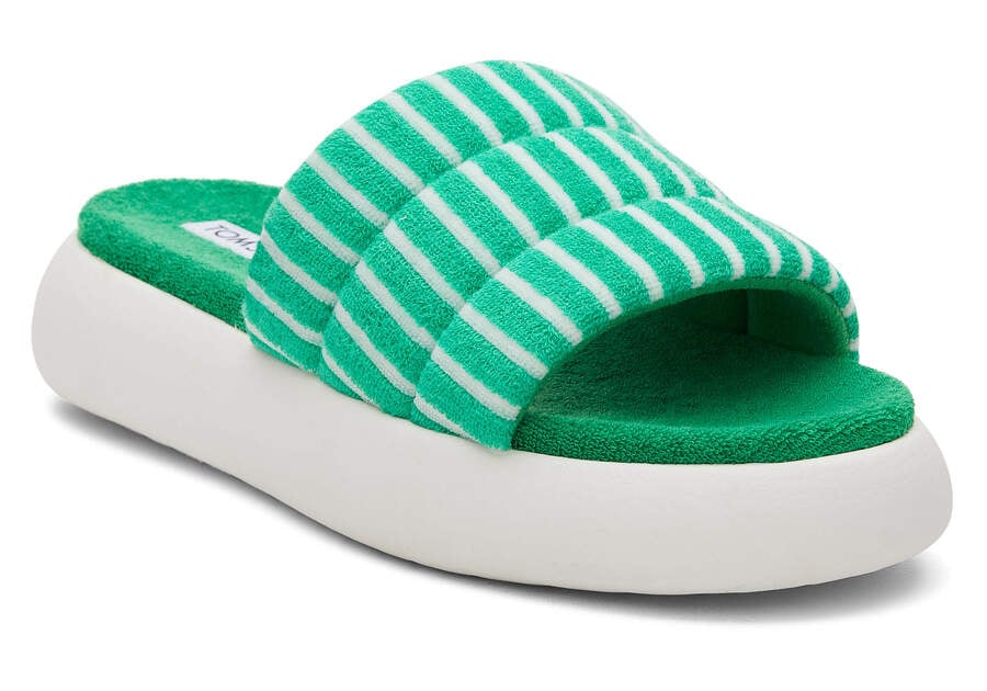 TOMS Womens Alpargata Mallow Terry Slide - Fern Green