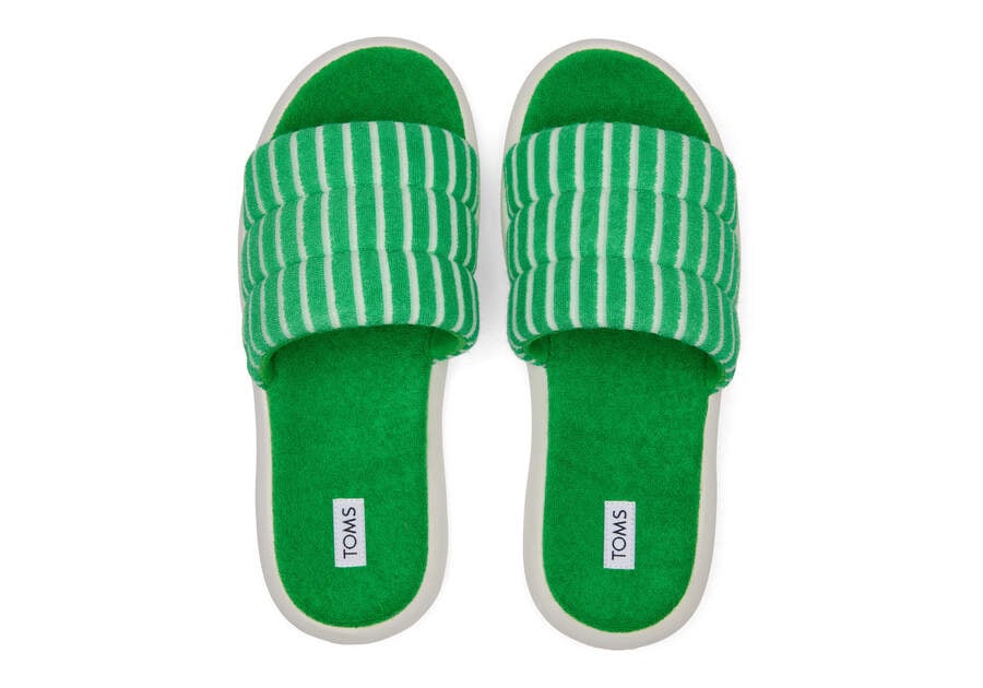 TOMS Womens Alpargata Mallow Terry Slide - Fern Green