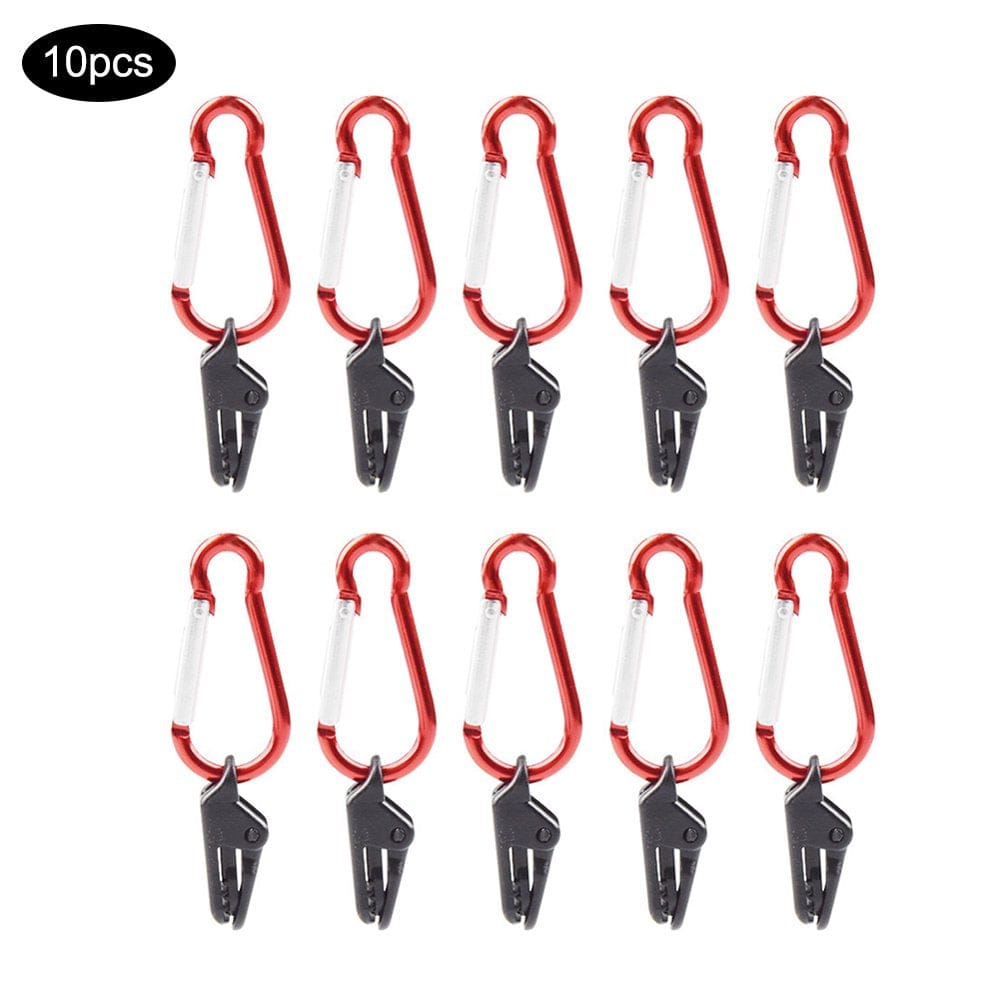 10Pcs Outdoor Canopy Tarp Fixing Clamps Wind Rope Snap Hangers Tent Hiking Camping Survival Tighten Accessories with Carabiners Hook