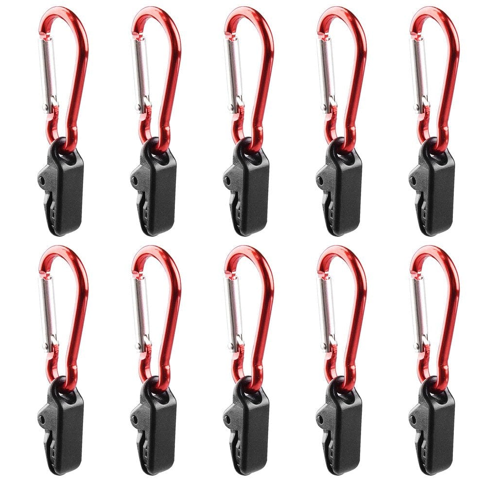 10Pcs Tarp Awning Clamp Clips Tent Snaps Hangers Camping Tent Tighten Lock Grip Clamp with Carabiner for Outdoor Camping Farming Garden