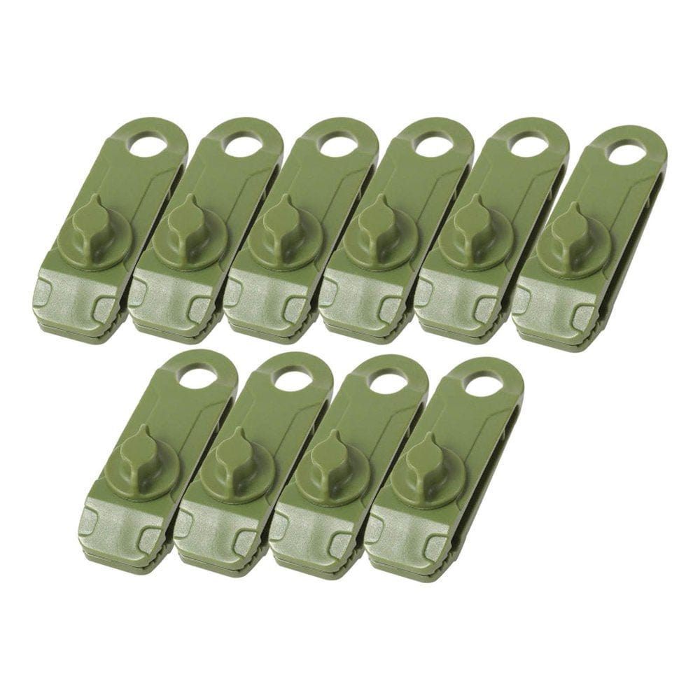 10X Camping Tent Clamps Holder Tarp Clips Heavy Duty Lock Grip Rope Green