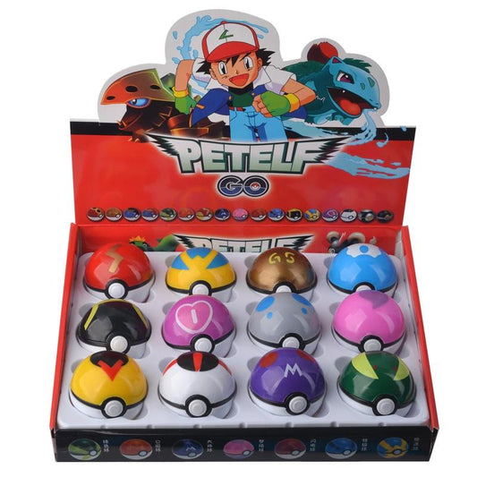 12-Pack: Pocket Monster Pikachu Action Figure Pokemon Game Poke Ball