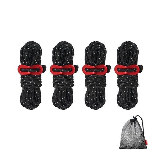 4Pcs 3.5M*4Mm Camping Reflective Tent Ropes Set Drawstring Wind Ropes with Aluminum Alloy Buckle Outdoor Accessories