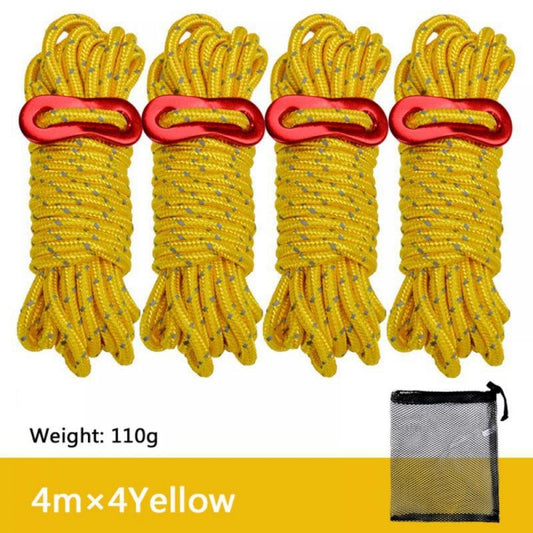 4Pcs Multifunction Camping Tent Rope Tent Accessories Outdoor Sports Camping Hiking 4M Durable Polypropylene Rope