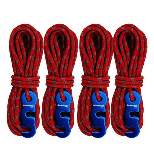 4Pcs Multifunctional Tent Rope Tent Accessories Outdoor Sports Camping Hiking 400Cm Durable Polypropylene Rope Red