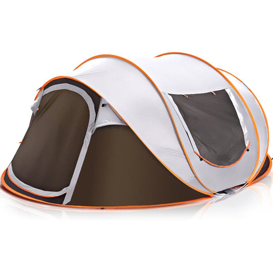 5-8 Person Instant Automatic Pop-Up Tent, Camping Tent Waterproof UV Protection for Beach Outdoor Traveling Hiking with 2 Big Doors 2 Ventilated Mesh Windows, Coffee