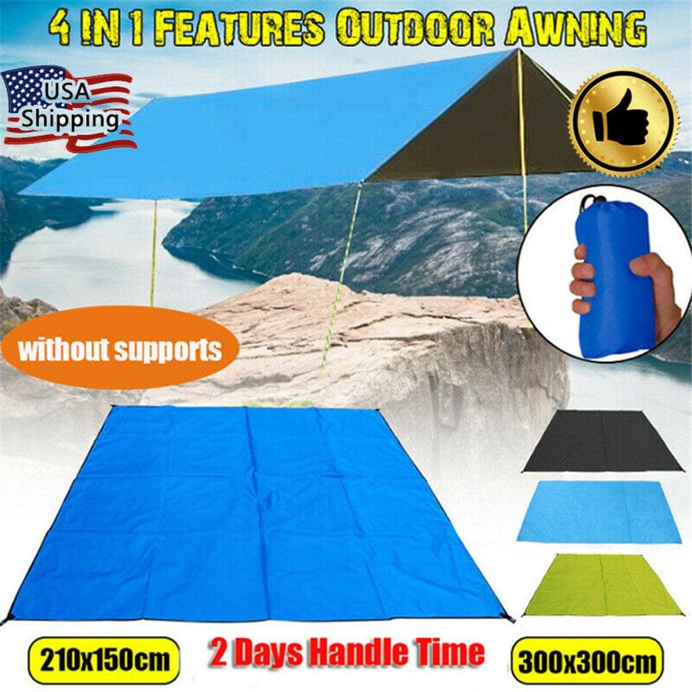 5 X 7Ft Waterproof Tent Tarp Shelter, Rain Tent Tarp Raincoat anti UV Sun-Proof Canopy Patio Cover Hammock Protector for Outdoor Camping-Sky Blue