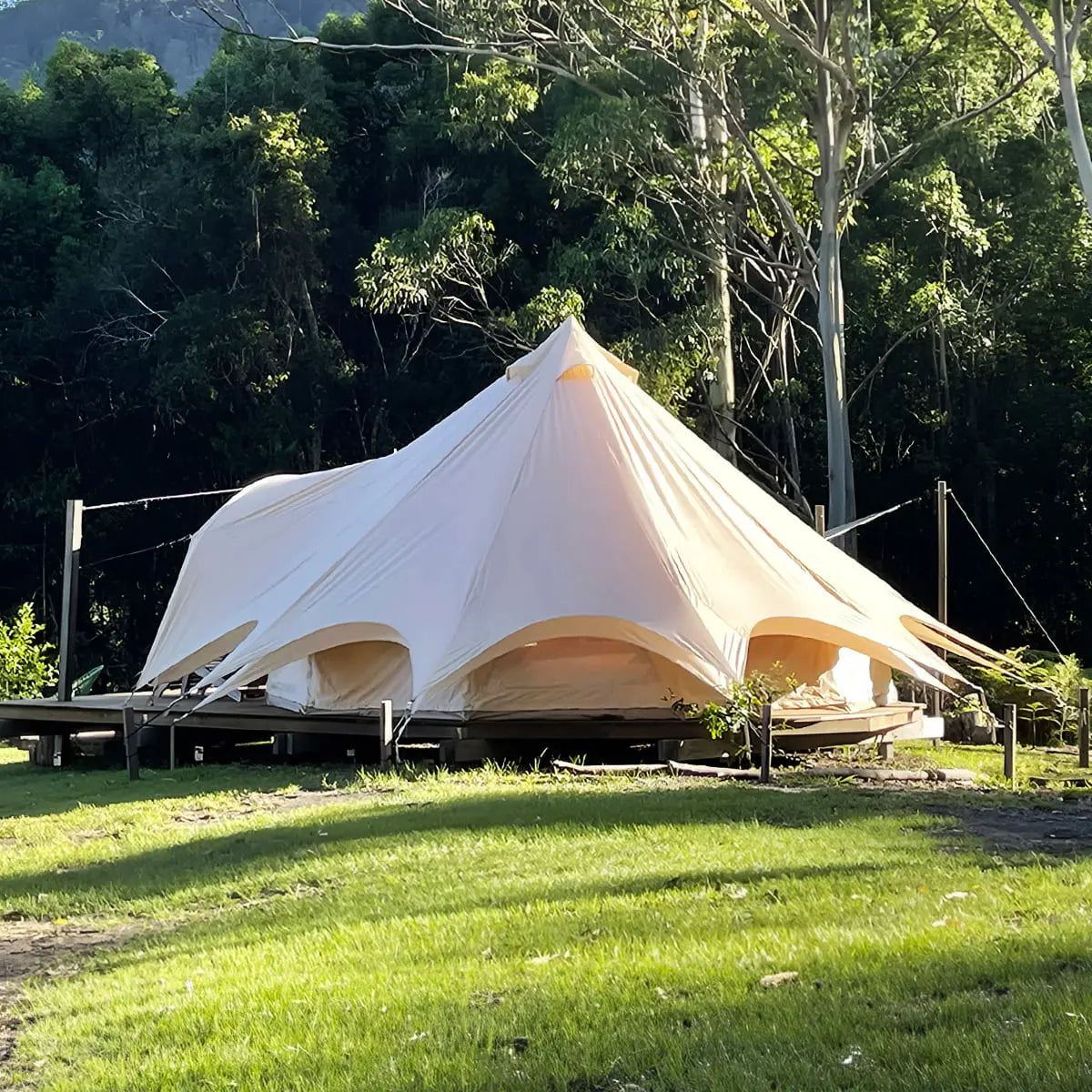 boutique camping bell tent porch curved canopy awning glamping bell tent
