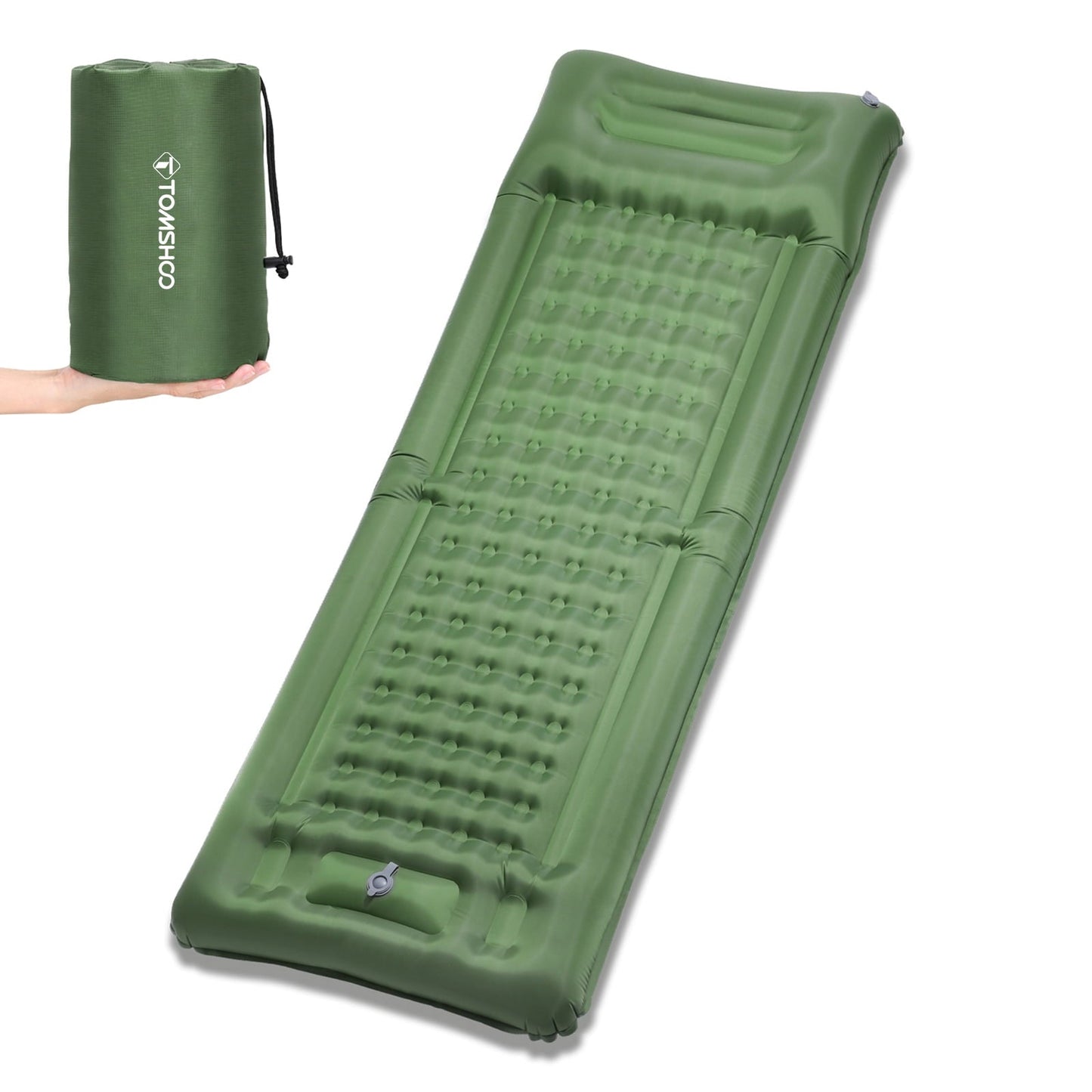TOMSHOO Inflatable Sleeping Pad Built in Pump, Extra Thick 4 Inch Mat for Camping and Hiking