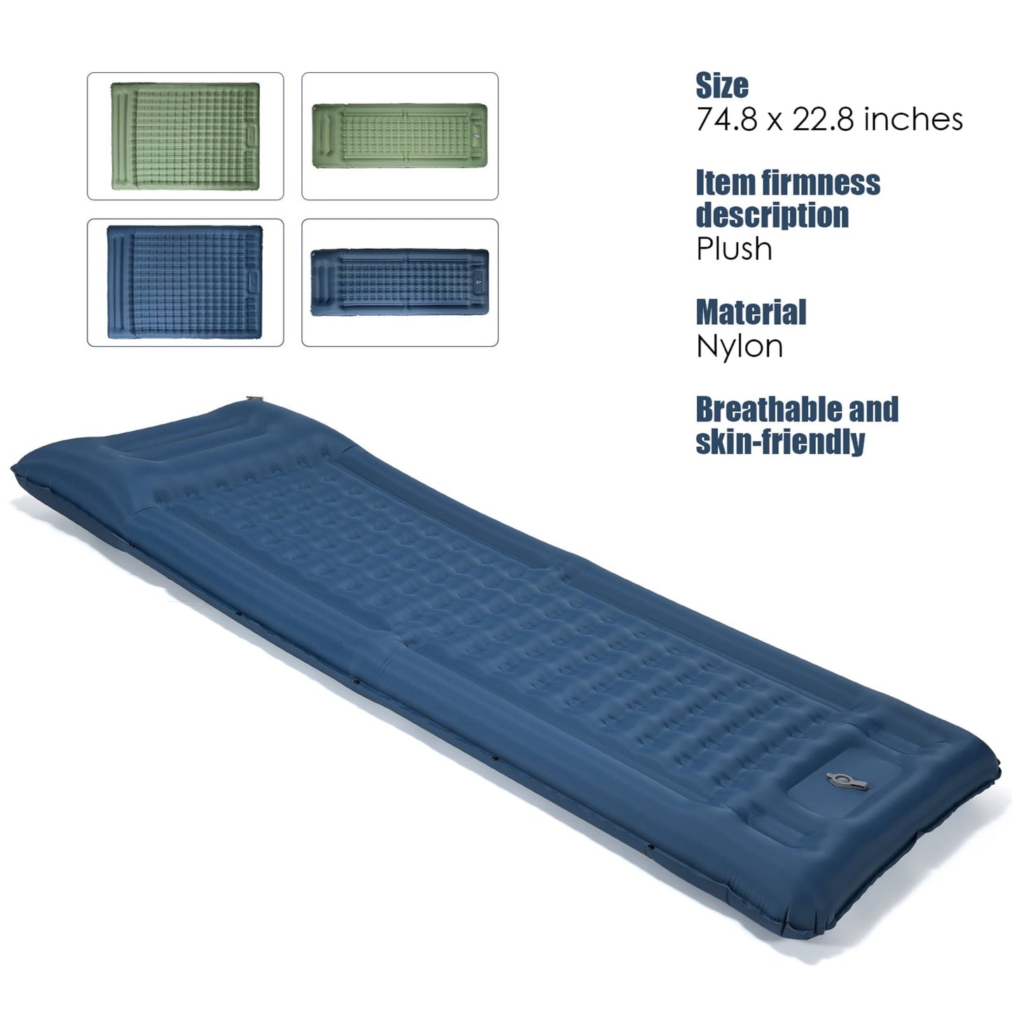 TOMSHOO Sleeping Pad - Extra Thick 4 Inch Air Mattress with Built-in Pump, Perfect for Backpacking and Traveling