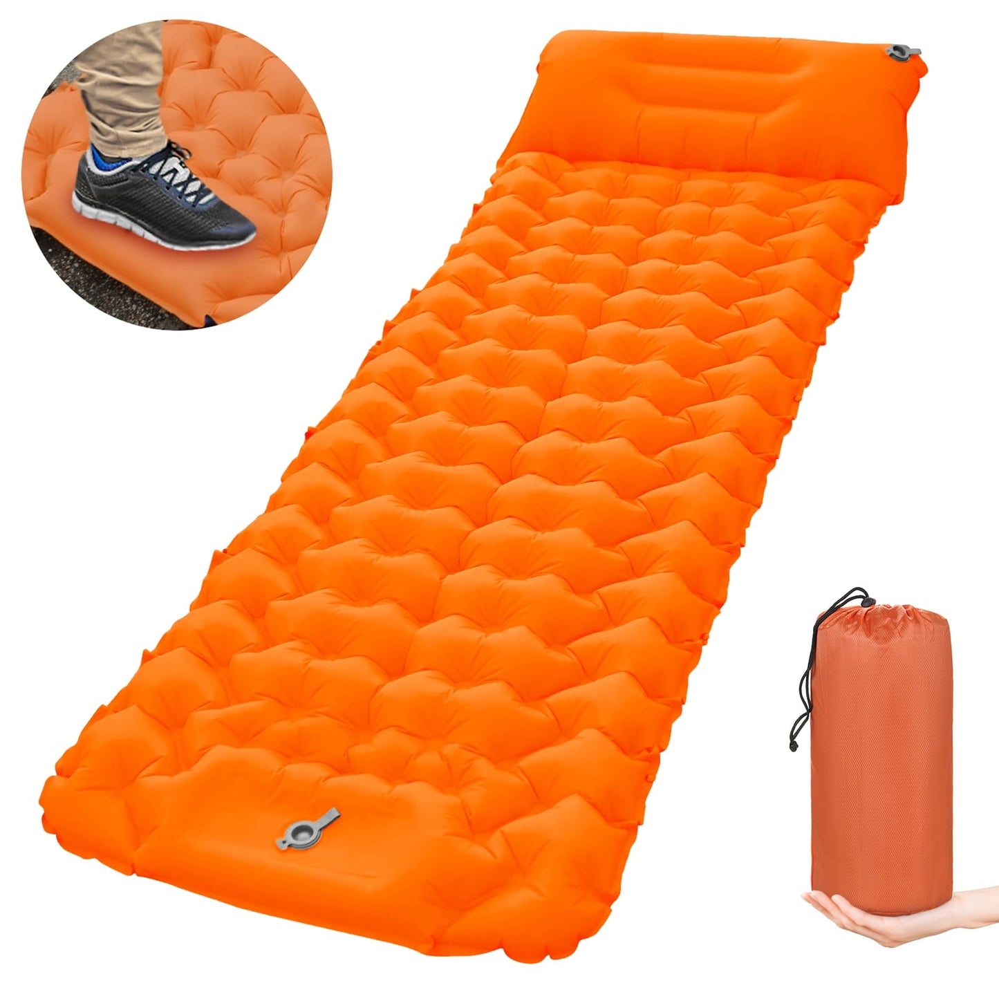Ultralight Inflatable Camping Sleeping Pad with Built-in Pump and Pillow - Waterproof Air Mattress for Backpacking, Hiking, Tent Traveling