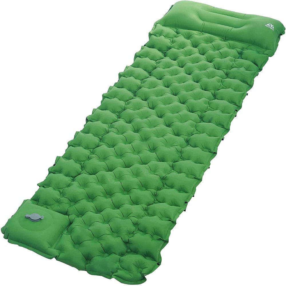 AKASO Sleeping Pad for Camping W/ Pillow, Self Inflatable Sleeping Mat by Foot Pump, Ultralight Waterproof Air Mattress