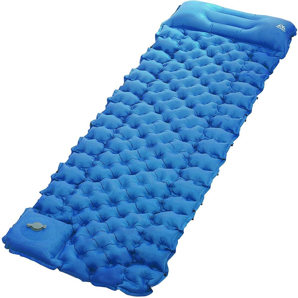 AKASO Sleeping Pad for Camping W/ Pillow, Self Inflatable Sleeping Mat by Foot Pump, Ultralight Waterproof Air Mattress