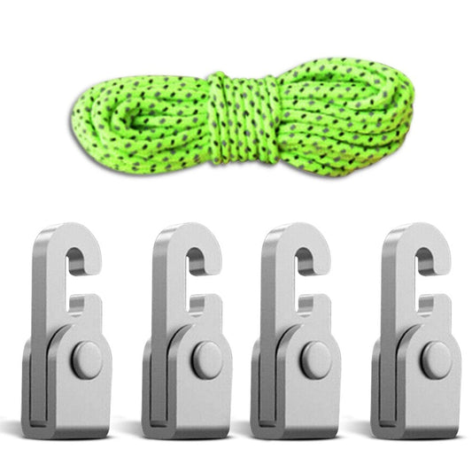 Automatic Lock Hook Outdoor Camping Tent Rope Self-Locking Free Knot Easy Tighten Kit Carabiner Tensioner, with Rope