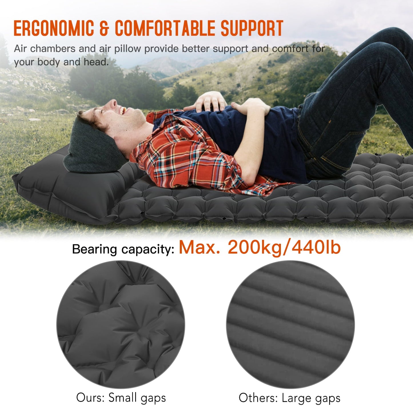 TOMSHOO Waterproof Camping Air Mattress - Ultralight Sleeping Pad with Built-in Pump for Tent Traveling