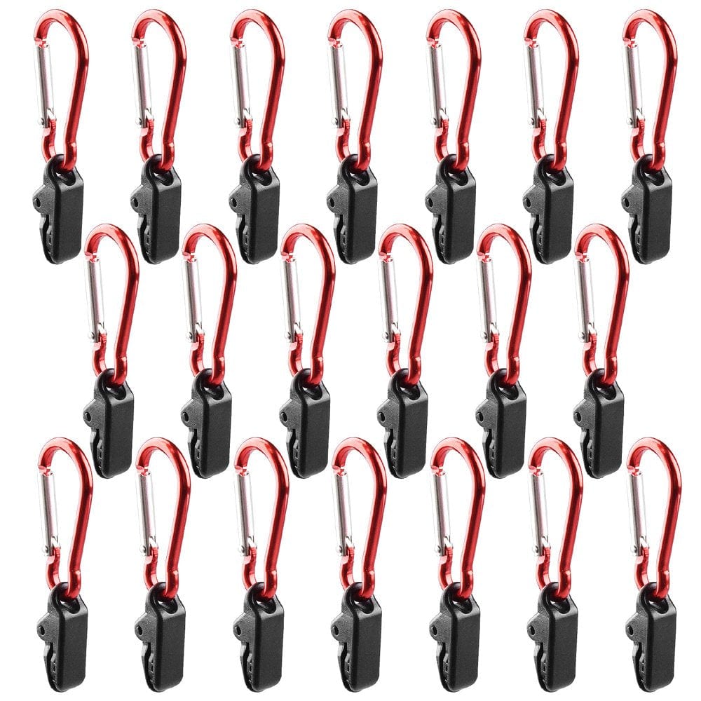 Carevas 20Pcs Tarp Awning Clamp Clips Tent Snaps Hangers Camping Tent Tighten Lock Grip Clamp with Carabiner for Outdoor Camping Farming Garden