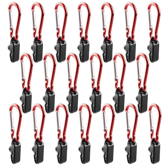 Carevas 20Pcs Tarp Awning Clamp Clips Tent Snaps Hangers Camping Tent Tighten Lock Grip Clamp with Carabiner for Outdoor Camping Farming Garden