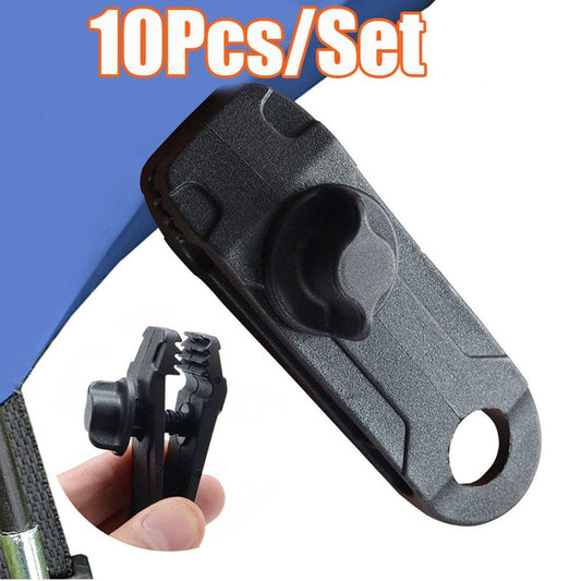 Cheers.Us 10Pcs Camping Tent Clips Windproof Awning Tent Clamp with Spiral Buckle Lightweight Canvas Fixing Buckle with with Carabiner, Outdoor Tarpaulin Clips Canopy Tarpaulin Adjustable Clamp