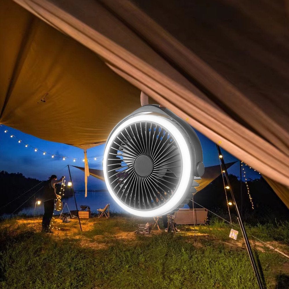 Christmas Clearance! Suokom Camping Fan with LED Lights & Lanyard, Battery Operated Fan with Lanyard, USB Rechargeable Fan for Tent Car RV Hurrican-E Emergency Outages Survival Kit on Clearance