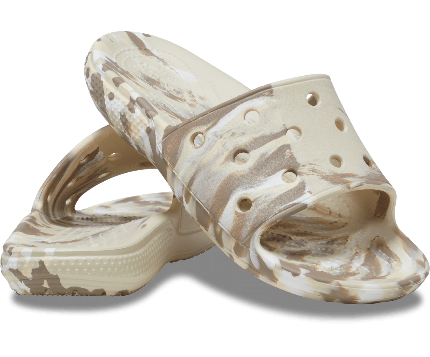 Crocs Unisex Classic Marbled Slide - Bone