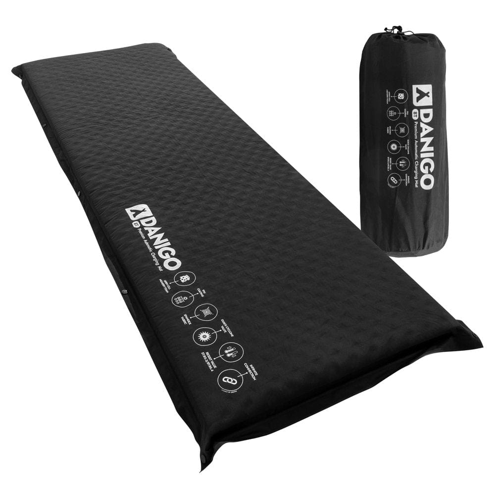 DANIGO Self-Inflating Sleeping Pad 1 Person, 3" Thick Camping Pad, Lightweight Inflatable Camping Mattress Pad for Outdoors Car, Backpacking, Tent, Hammock, Black