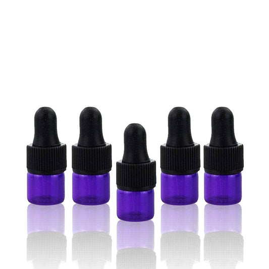 1 ml Purple Glass Vials w/ Black Dropper (Pack of 5)