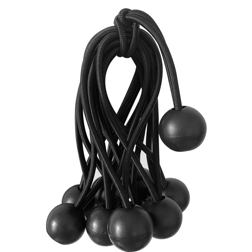 RUSR 12Pcs Camping Tent Binding Rope Outdoor Canopy Elastic Cords Strap (Black)