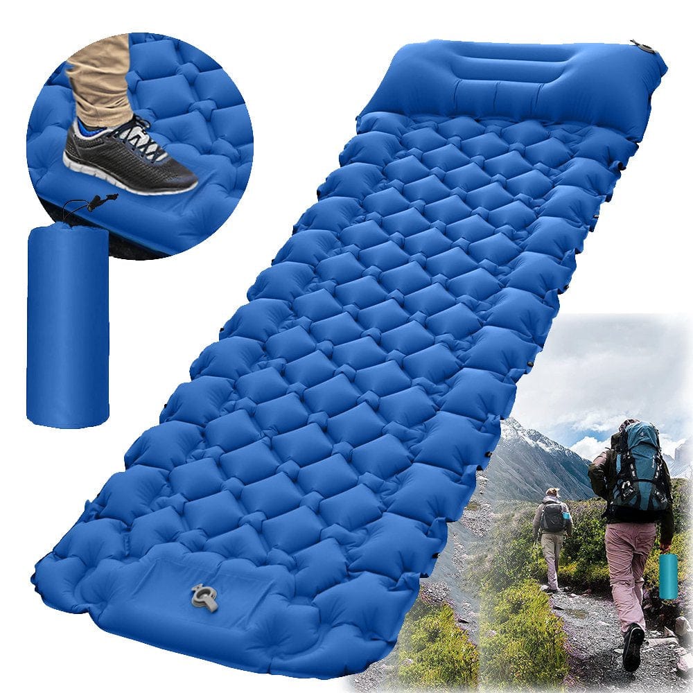 Sleeping Pad Camping Self-Inflating Ultralight Outdoor - Thickened Large Air Mattress Tent Inflatable Foldable Sleeping Mat with Pillow Thermal Iso Mat for Trekking Beach Green