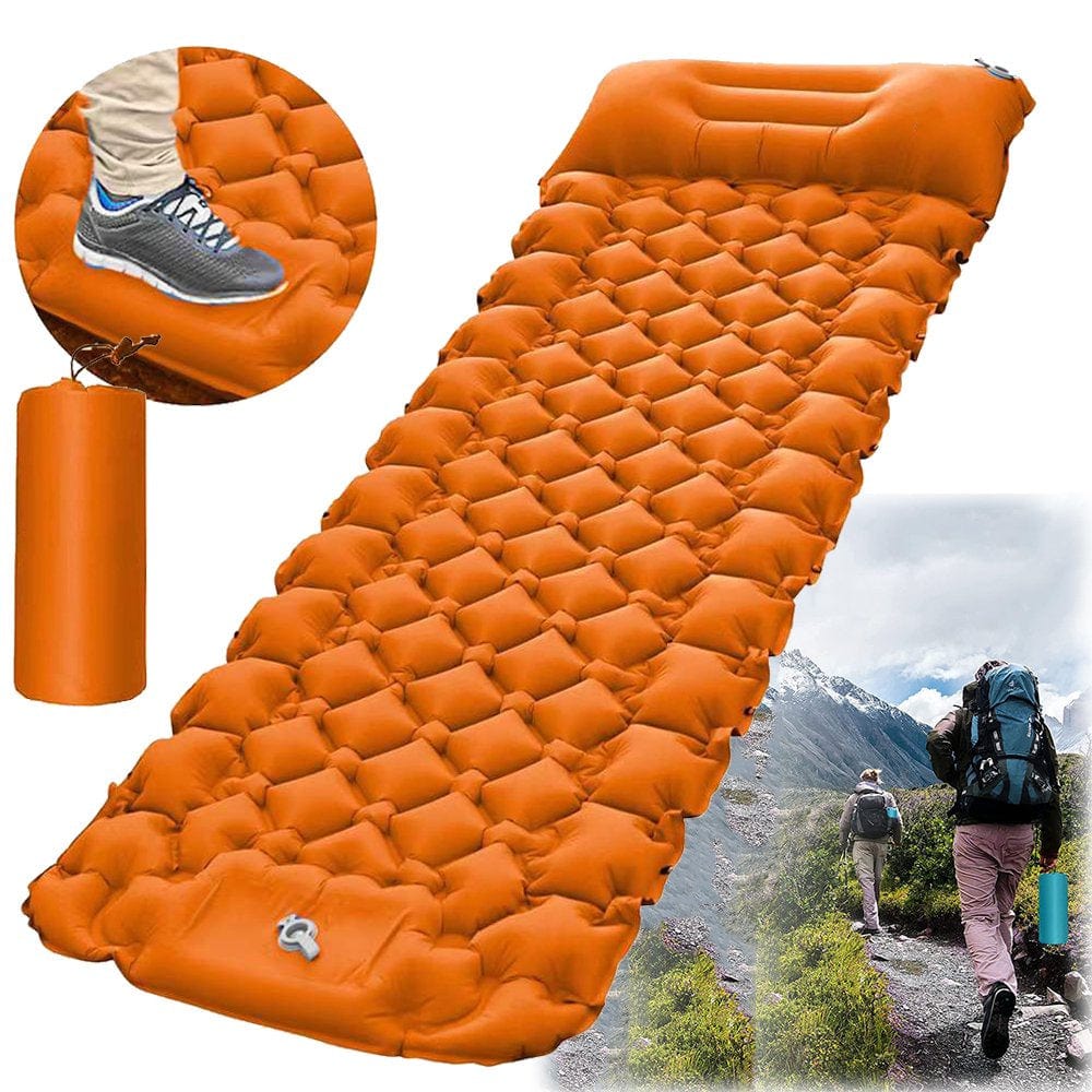 Sleeping Pad Camping Self-Inflating Ultralight Outdoor - Thickened Large Air Mattress Tent Inflatable Foldable Sleeping Mat with Pillow Thermal Iso Mat for Trekking Beach Green