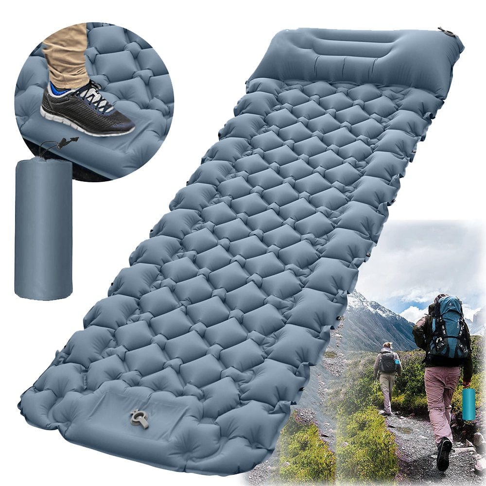 Sleeping Pad Camping Self-Inflating Ultralight Outdoor - Thickened Large Air Mattress Tent Inflatable Foldable Sleeping Mat with Pillow Thermal Iso Mat for Trekking Beach Green