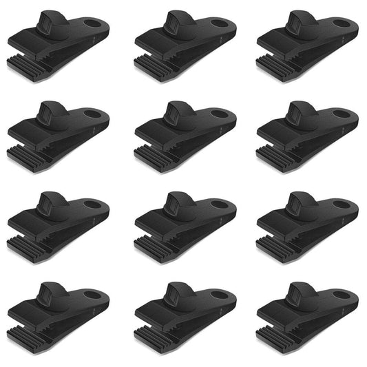 SMOIVE 12Pcs Tarp Clamp Clips Heavy Duty Lock Grip for Camping Awning Canopy ( Black )