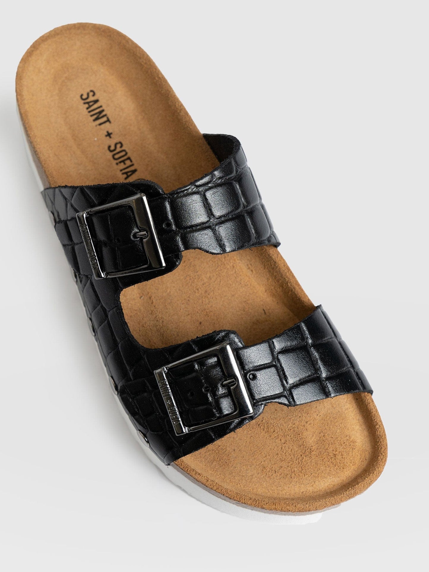 Sutton Slide - Black Croc Studded