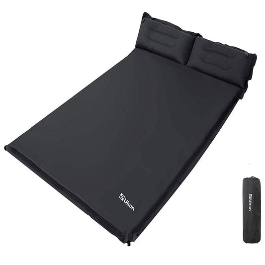 Ubon Double Camping Sleeping Pad Self- Inflating Camping Mattress with Pillows 2 Person Inflatable Comfort Camping Pad for Camping- Black