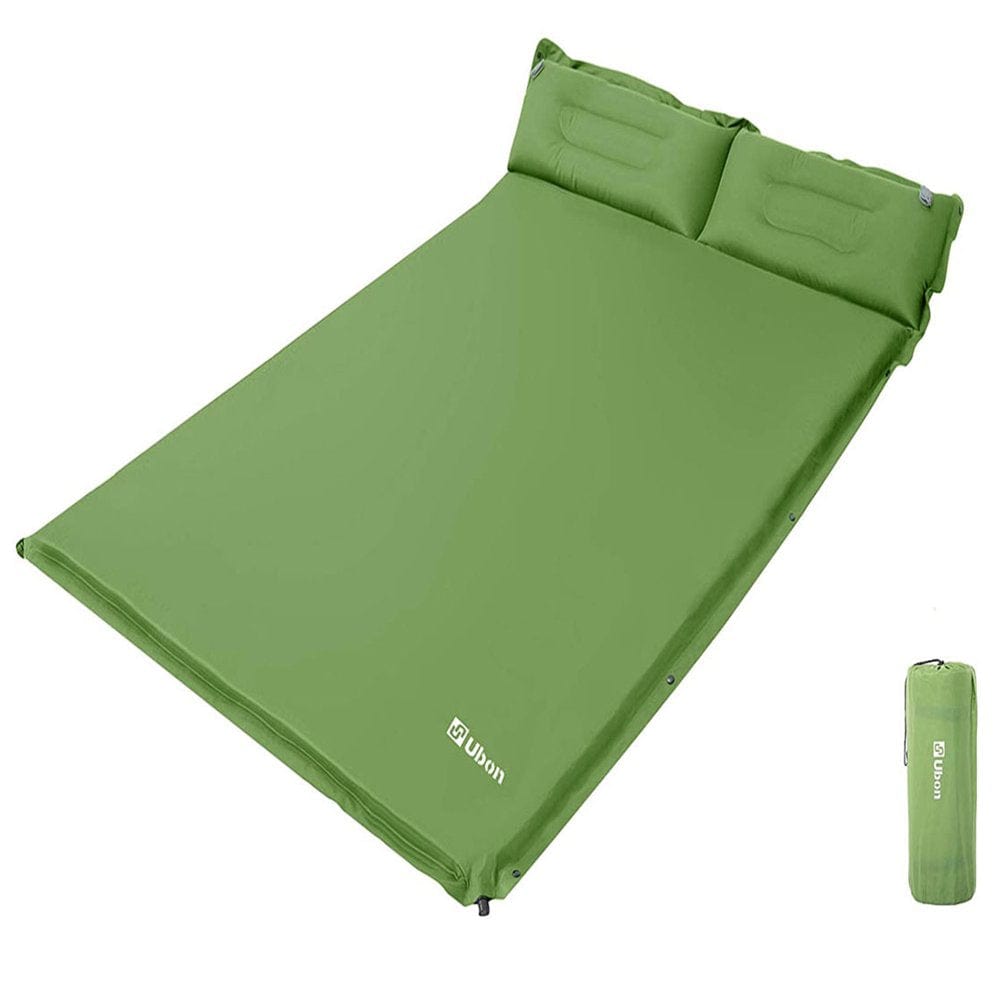 Ubon Double Camping Sleeping Pad Self- Inflating Camping Mattress with Pillows 2 Person Inflatable Comfort Camping Pad for Camping- Black