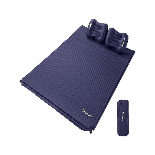 Ubon Double Self Inflating Camping Sleeping Pad with 2 Pillows, Lightweight Compact Foam Sleeping Mat for Camping Hiking Picnic Outdoor,Navy